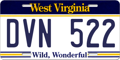 WV license plate DVN522