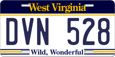 WV license plate DVN528