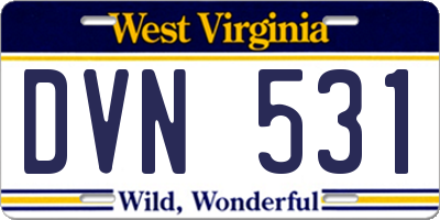 WV license plate DVN531