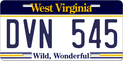 WV license plate DVN545