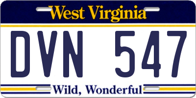 WV license plate DVN547
