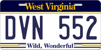 WV license plate DVN552