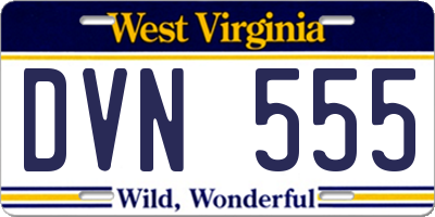 WV license plate DVN555