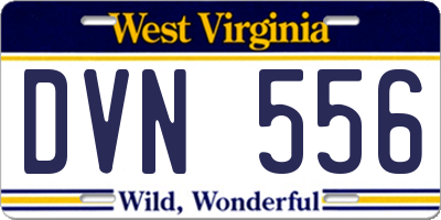 WV license plate DVN556