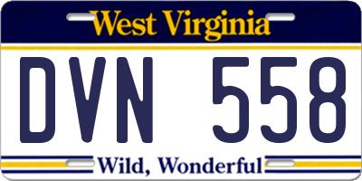WV license plate DVN558