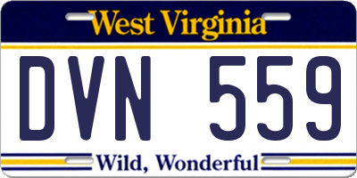 WV license plate DVN559