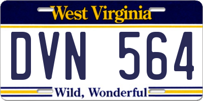 WV license plate DVN564