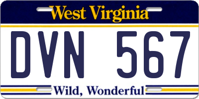 WV license plate DVN567