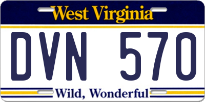 WV license plate DVN570