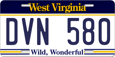 WV license plate DVN580