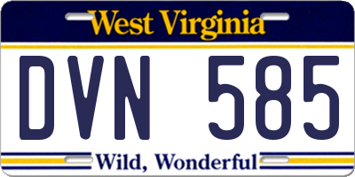 WV license plate DVN585