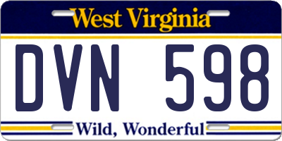WV license plate DVN598
