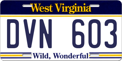 WV license plate DVN603