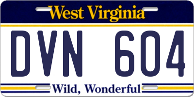 WV license plate DVN604