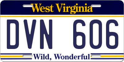 WV license plate DVN606