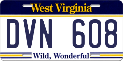 WV license plate DVN608