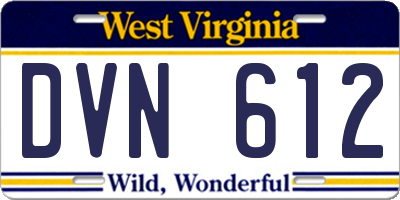 WV license plate DVN612