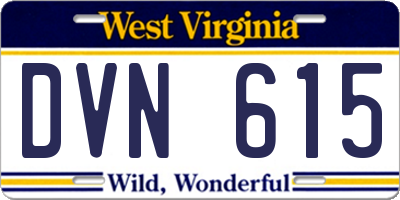 WV license plate DVN615