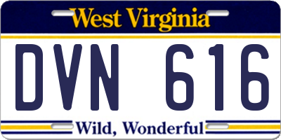 WV license plate DVN616