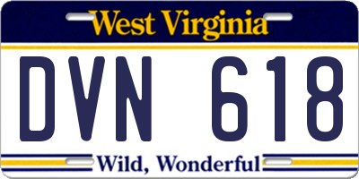 WV license plate DVN618