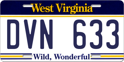 WV license plate DVN633