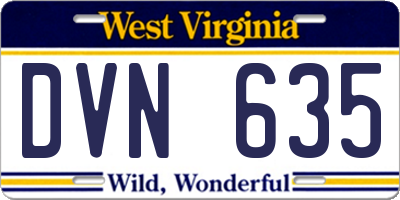 WV license plate DVN635