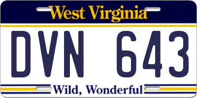 WV license plate DVN643