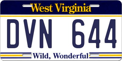WV license plate DVN644