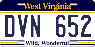 WV license plate DVN652