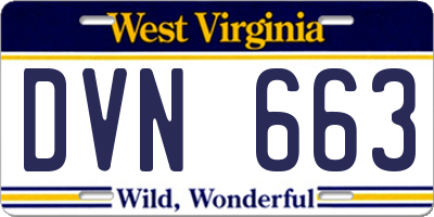 WV license plate DVN663
