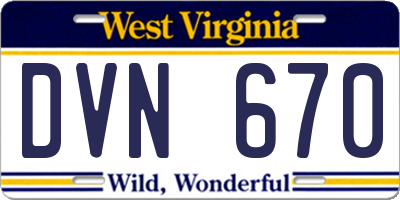 WV license plate DVN670