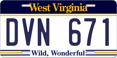 WV license plate DVN671