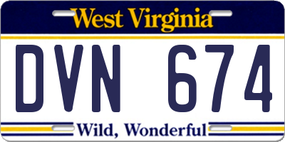 WV license plate DVN674