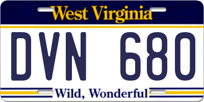 WV license plate DVN680