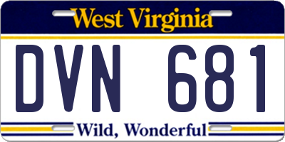 WV license plate DVN681