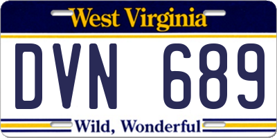 WV license plate DVN689