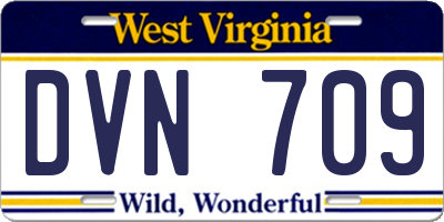 WV license plate DVN709