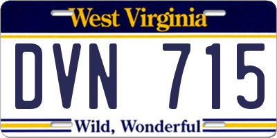 WV license plate DVN715