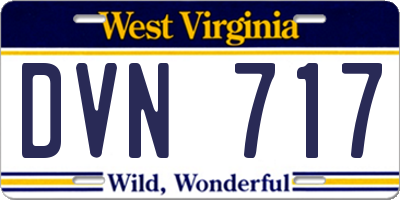 WV license plate DVN717