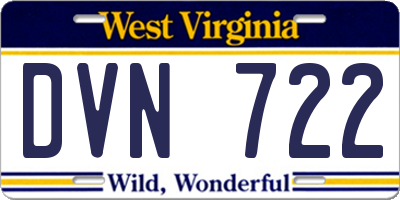 WV license plate DVN722