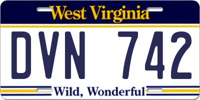 WV license plate DVN742