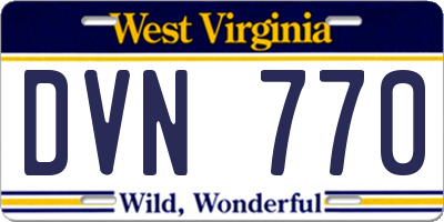 WV license plate DVN770