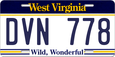 WV license plate DVN778
