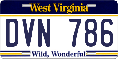 WV license plate DVN786