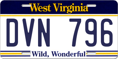 WV license plate DVN796