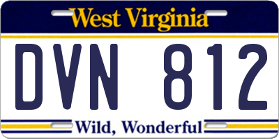 WV license plate DVN812