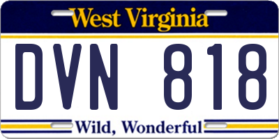 WV license plate DVN818
