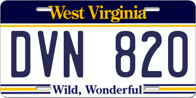 WV license plate DVN820