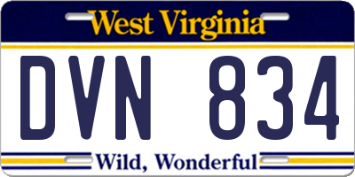 WV license plate DVN834