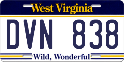 WV license plate DVN838